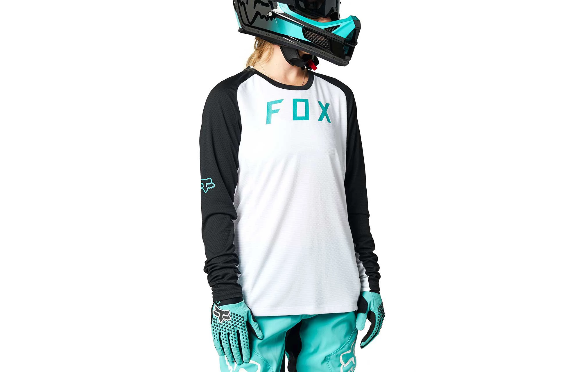 MAILLOT MANCHES LONGUES FOX WOMEN DEFEND BLACK/WHITE 1 MAILLOT MANCHES LONGUES FOX WOMEN DEFEND BLACK/WHITE