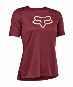 MAILLOT MANCHES COURTES FOX WOMEN FLEXAIR DARK MAROON